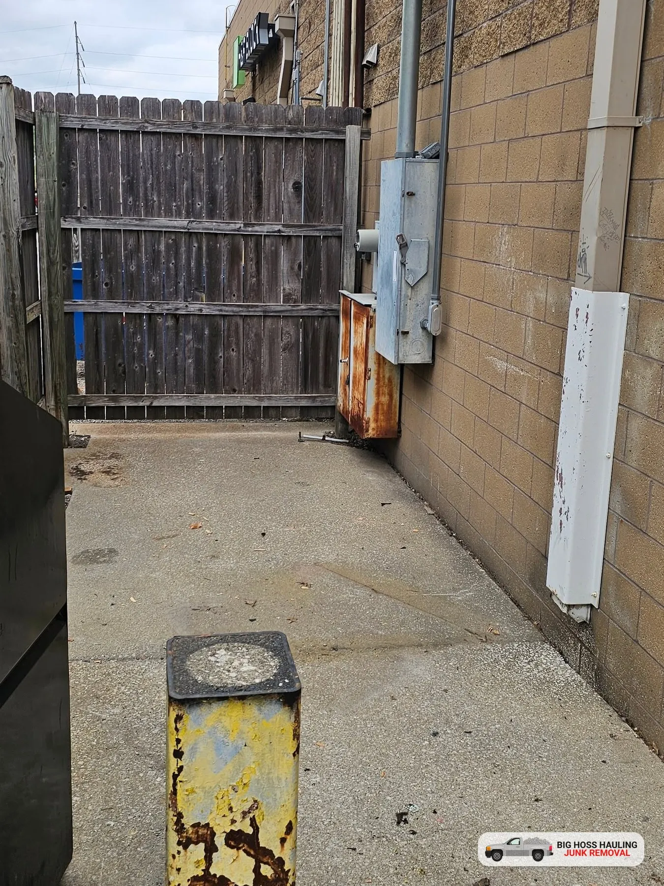 After: the same alley swept clean