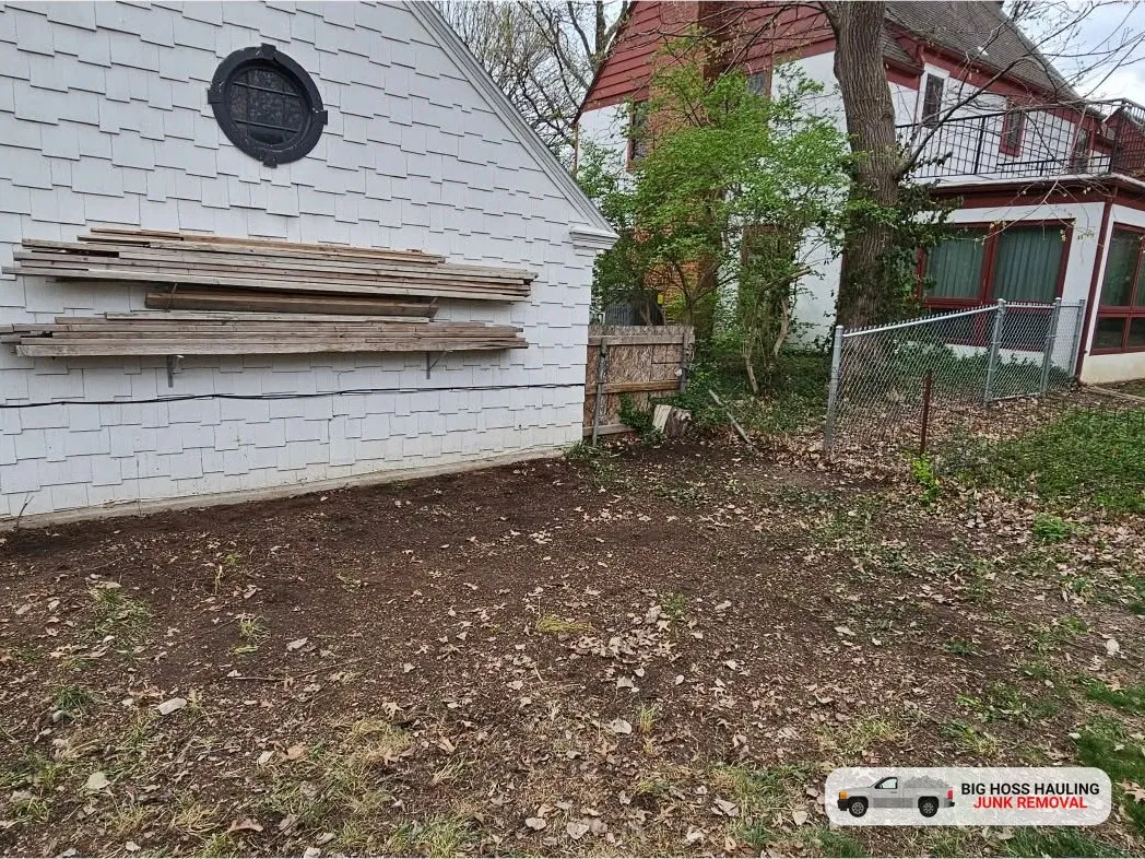 After: the ground beside the house cleared